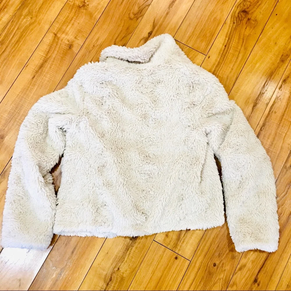 Cotton lined Sherpa style pea coat jacket Gap — ivory cream creme color - Picture 4 of 8